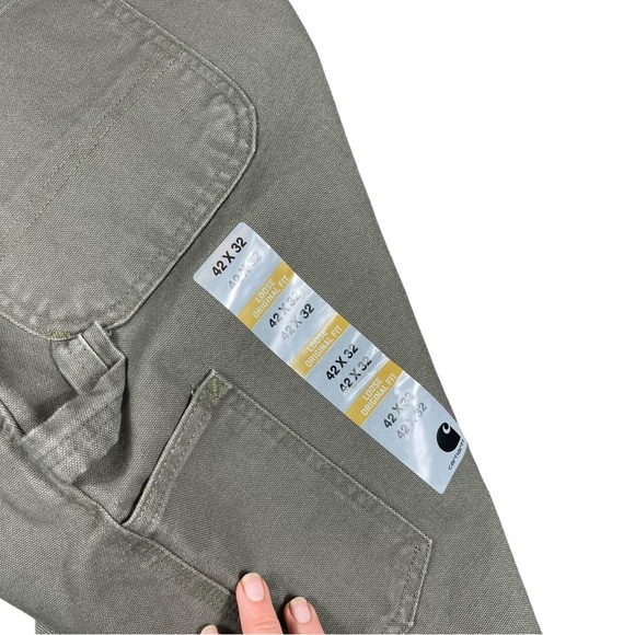 NWT Carhartt Men’s Green Duck Work Dungaree Pants B11 MOS Size 42x32 (41x32) - Picture 4 of 11